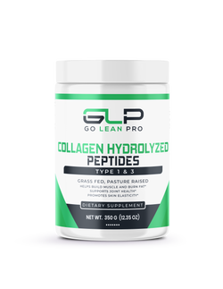 Collagen Peptides Powder by GLP - Type I & III - Natural Hydrolyzed Protein - Build Muscle & Reduce Weight - 350g/12.35oz - goleanpro