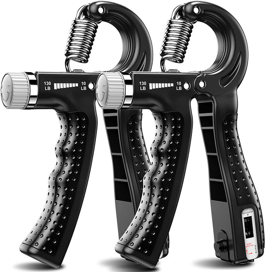 Hand Grip Strengthener 2 Pack Adjustable Resistance 10-130 Lbs Forearm Exerciser，Grip Strength Trainer for Muscle Building and Injury Recovery for Athletes