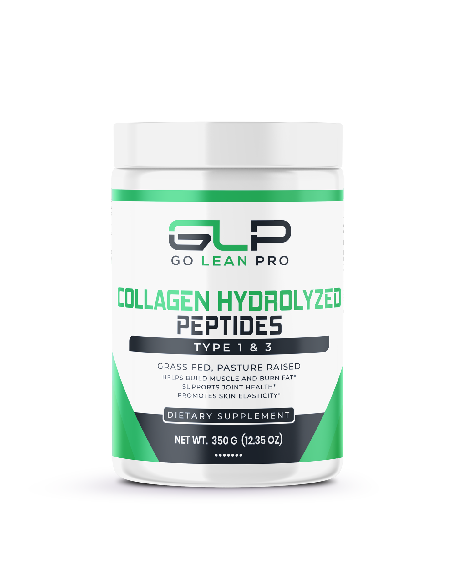 Collagen Peptides Powder by GLP - Type I & III - Natural Hydrolyzed Protein - Build Muscle & Reduce Weight - 350g/12.35oz - goleanpro